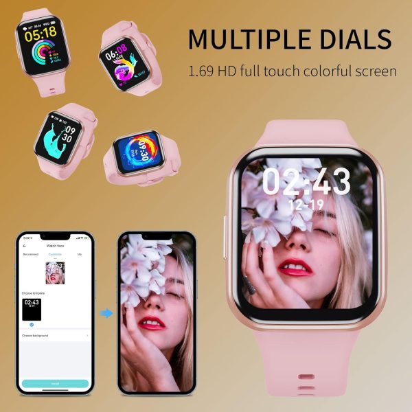 Smart Watch for Men Women- Answer/Make Call, 2025 IP68 Waterproof Fitness Tracker Watch with Sleep Monitor Step Counter Activity Smartwatch for Andriod iOS Phones (Pink, 1.83)