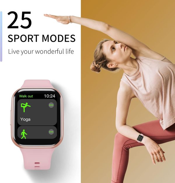Smart Watch for Men Women- Answer/Make Call, 2025 IP68 Waterproof Fitness Tracker Watch with Sleep Monitor Step Counter Activity Smartwatch for Andriod iOS Phones (Pink, 1.83)