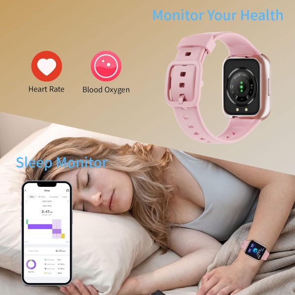 Smart Watch for Men Women- Answer/Make Call, 2025 IP68 Waterproof Fitness Tracker Watch with Sleep Monitor Step Counter Activity Smartwatch for Andriod iOS Phones (Pink, 1.83)