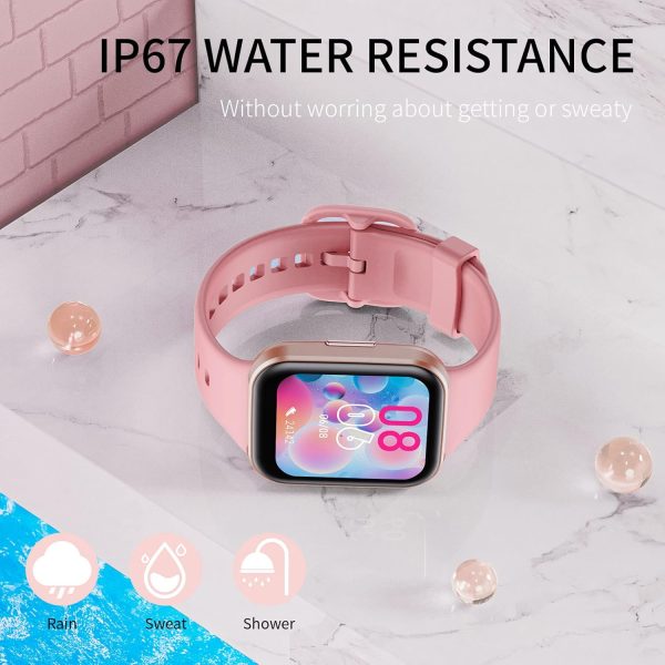 Smart Watch for Men Women- Answer/Make Call, 2025 IP68 Waterproof Fitness Tracker Watch with Sleep Monitor Step Counter Activity Smartwatch for Andriod iOS Phones (Pink, 1.83)