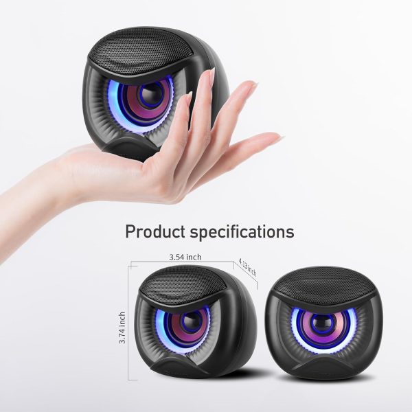 USB Powered Computer Speakers with RGB Blue Lighting 2.0 Stereo Sound System, Headphone Jack, Plug and Play, Works with PC/Laptop (USB-C Adapter Included)