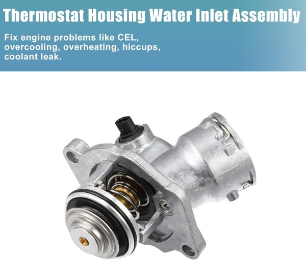 X AUTOHAUX 2722000115 Engine Coolant Thermostat Housing Assembly for Mercedes-Benz C250 C280 C300 CLK350 ML350 ML450 R350 S400 SLK280 SLK300 SLK350 2005-2012 2722000415